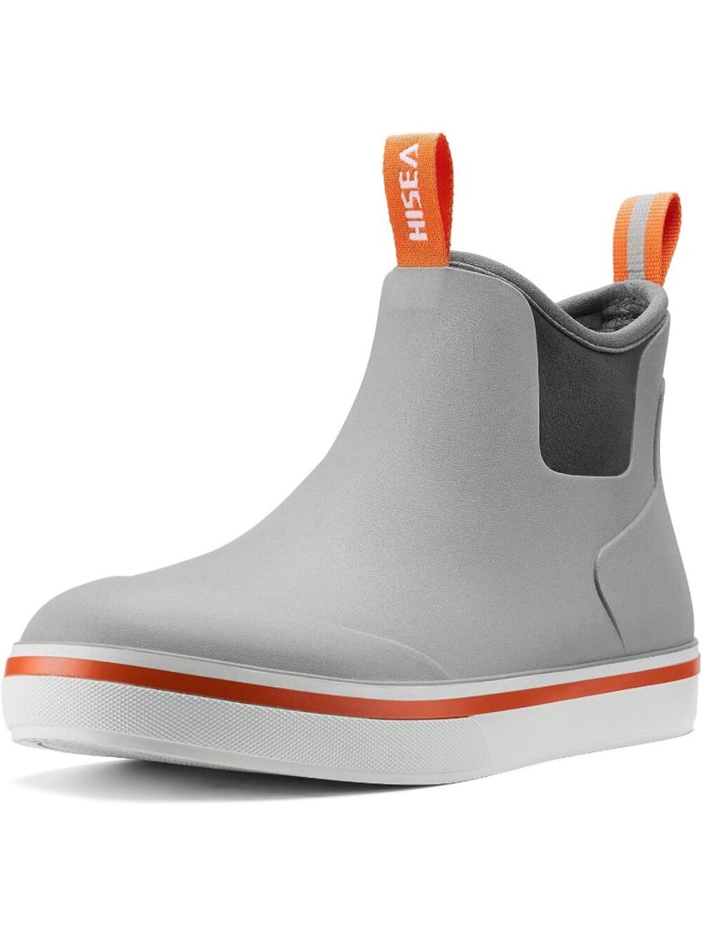 Men's Grey Waterproof Fishing Rubber High Traction Non-Slip Ankle Rain Boots